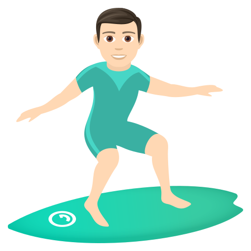 Man Surfing: Light Skin Tone on JoyPixels