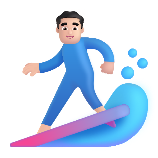 Man Surfing: Light Skin Tone on Microsoft 3D