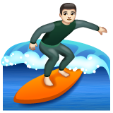 Man Surfing: Light Skin Tone on WhatsApp