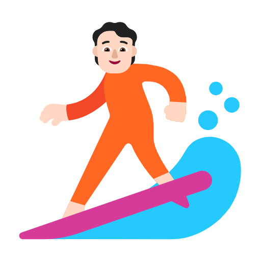 Surfer: Light Skin Tone on Microsoft Fluent