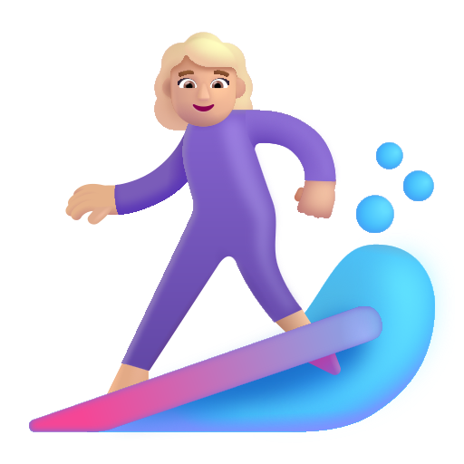 Woman Surfing: Medium-Light Skin Tone on Microsoft 3D