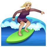 Woman Surfing: Medium-Light Skin Tone on WhatsApp