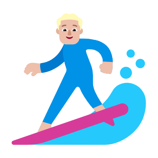Man Surfing: Medium-Light Skin Tone on Microsoft Fluent