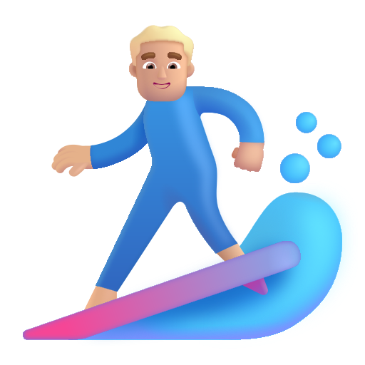 Man Surfing: Medium-Light Skin Tone on Microsoft 3D