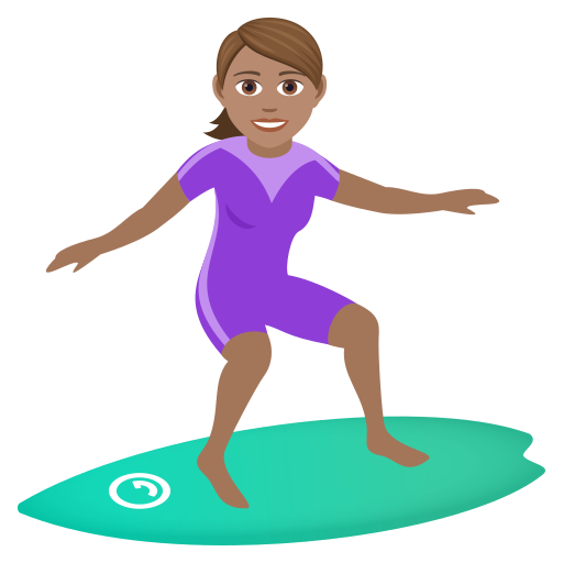 Woman Surfing: Medium Skin Tone on JoyPixels