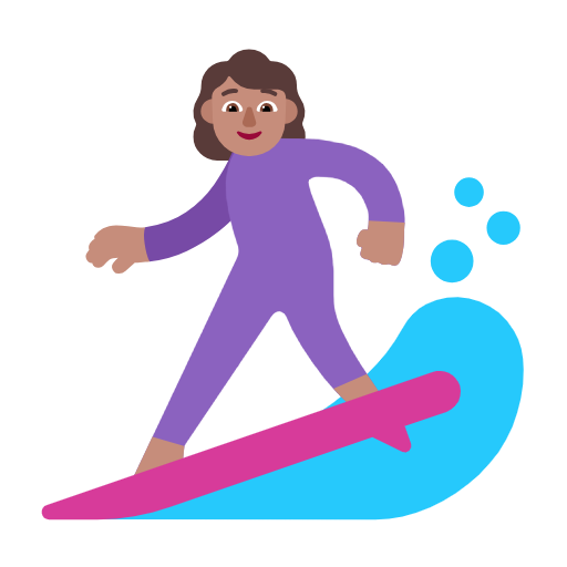 Woman Surfing: Medium Skin Tone on Microsoft Fluent