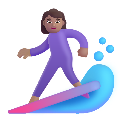 Woman Surfing: Medium Skin Tone on Microsoft 3D