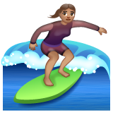 Woman Surfing: Medium Skin Tone on WhatsApp