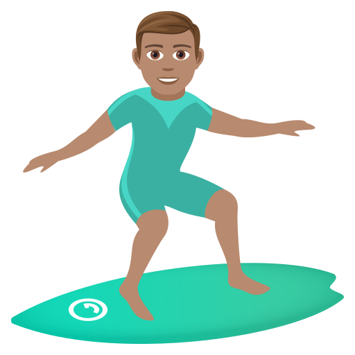 Man Surfing: Medium Skin Tone on JoyPixels