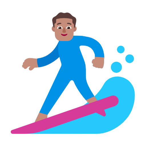 Man Surfing: Medium Skin Tone on Microsoft Fluent