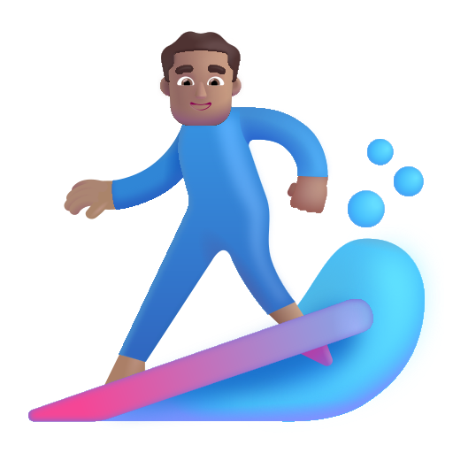 Man Surfing: Medium Skin Tone on Microsoft 3D