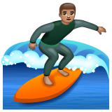 Man Surfing: Medium Skin Tone on WhatsApp