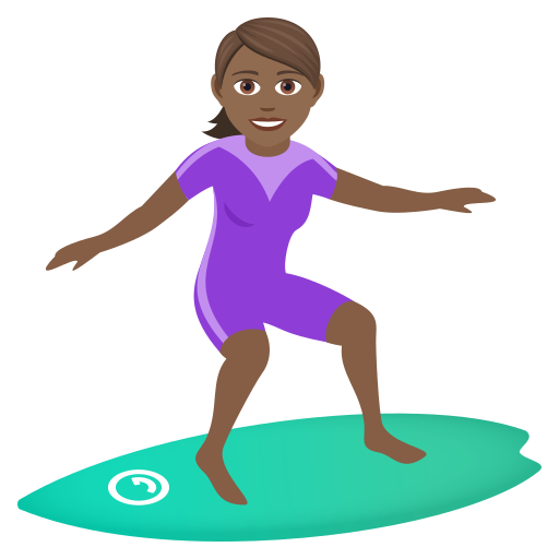 Woman Surfing: Medium-Dark Skin Tone on JoyPixels