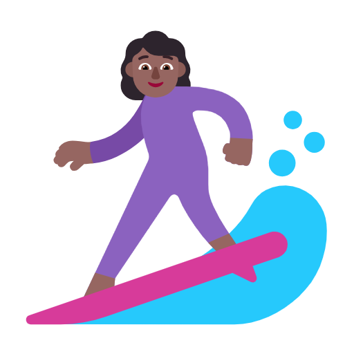 Woman Surfing: Medium-Dark Skin Tone on Microsoft Fluent