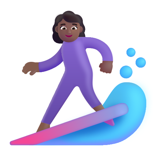 Woman Surfing: Medium-Dark Skin Tone on Microsoft 3D