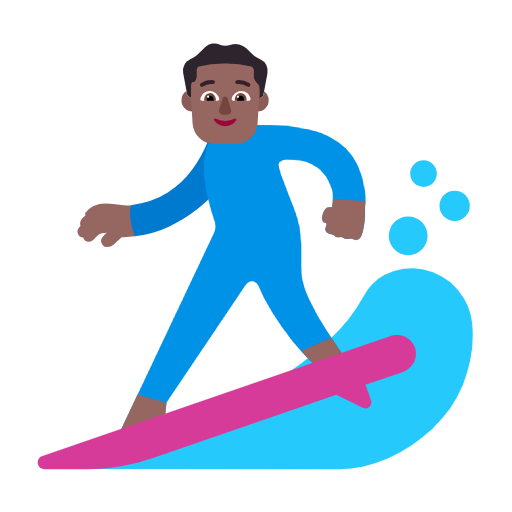 Man Surfing: Medium-Dark Skin Tone on Microsoft Fluent