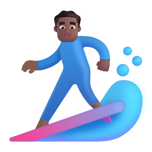 Man Surfing: Medium-Dark Skin Tone on Microsoft 3D