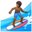 Man Surfing: Medium-Dark Skin Tone on Samsung