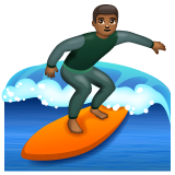 Man Surfing: Medium-Dark Skin Tone on WhatsApp