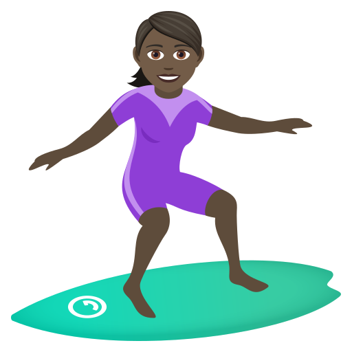 Woman Surfing: Dark Skin Tone on JoyPixels