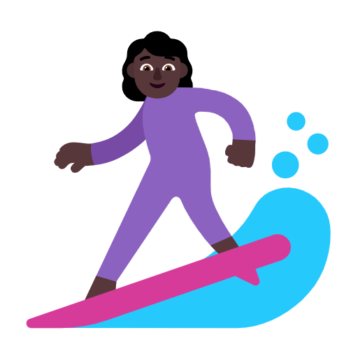 Woman Surfing: Dark Skin Tone on Microsoft Fluent