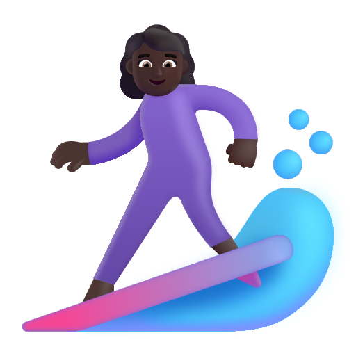 Woman Surfing: Dark Skin Tone on Microsoft 3D