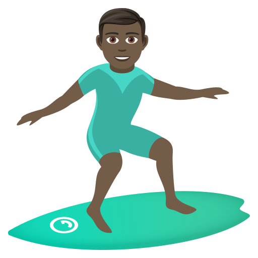 Man Surfing: Dark Skin Tone on JoyPixels