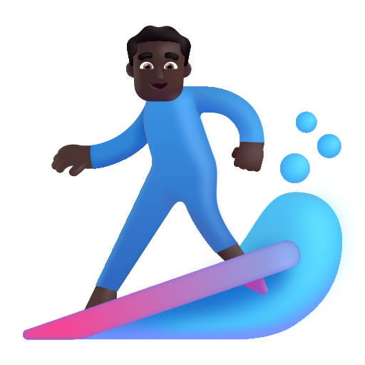 Man Surfing: Dark Skin Tone on Microsoft 3D