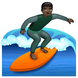 Man Surfing: Dark Skin Tone on WhatsApp