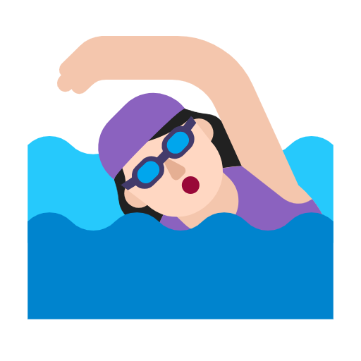 Woman Swimming: Light Skin Tone on Microsoft Fluent