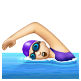 Woman Swimming: Light Skin Tone on WhatsApp