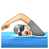 Swimmer: Light Skin Tone on WhatsApp