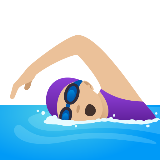 Woman Swimming: Medium-Light Skin Tone on JoyPixels