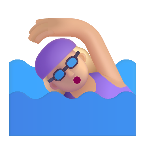 Woman Swimming: Medium-Light Skin Tone on Microsoft 3D