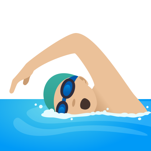 Man Swimming: Medium-Light Skin Tone on JoyPixels