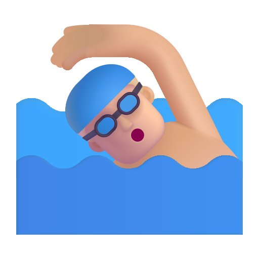 Man Swimming: Medium-Light Skin Tone on Microsoft 3D