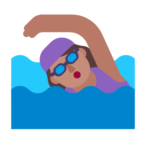 Woman Swimming: Medium Skin Tone on Microsoft Fluent
