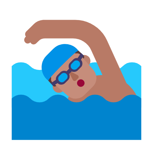 Man Swimming: Medium Skin Tone on Microsoft Fluent