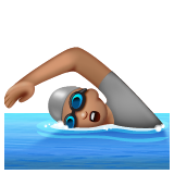 Swimmer: Medium Skin Tone on WhatsApp