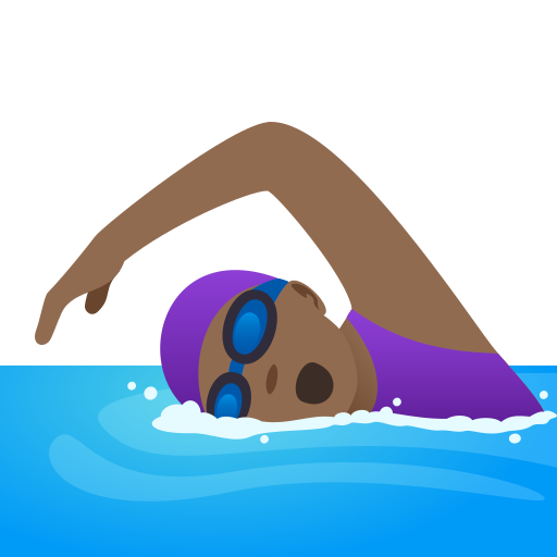 Woman Swimming: Medium-Dark Skin Tone on JoyPixels