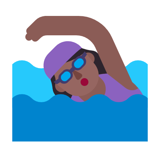 Woman Swimming: Medium-Dark Skin Tone on Microsoft Fluent