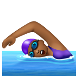 Woman Swimming: Medium-Dark Skin Tone on WhatsApp
