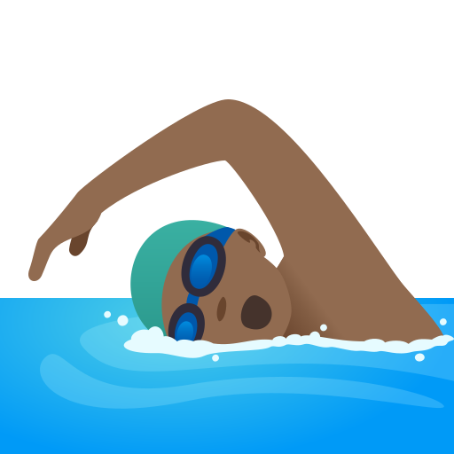 Man Swimming: Medium-Dark Skin Tone on JoyPixels