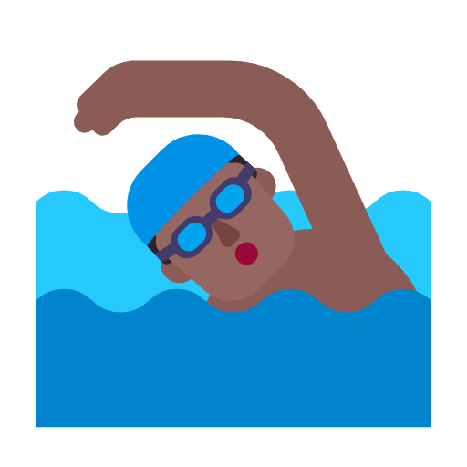 Man Swimming: Medium-Dark Skin Tone on Microsoft Fluent