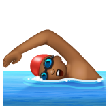 Man Swimming: Medium-Dark Skin Tone on WhatsApp