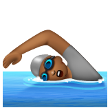 Swimmer: Medium-Dark Skin Tone on WhatsApp