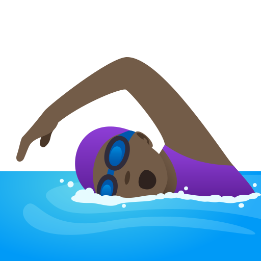 Woman Swimming: Dark Skin Tone on JoyPixels