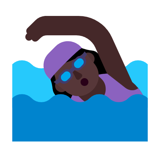 Woman Swimming: Dark Skin Tone on Microsoft Fluent