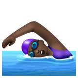 Woman Swimming: Dark Skin Tone on WhatsApp