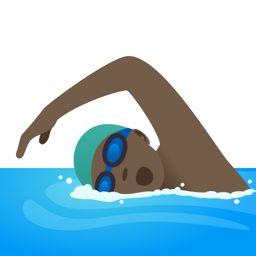 Man Swimming: Dark Skin Tone on JoyPixels